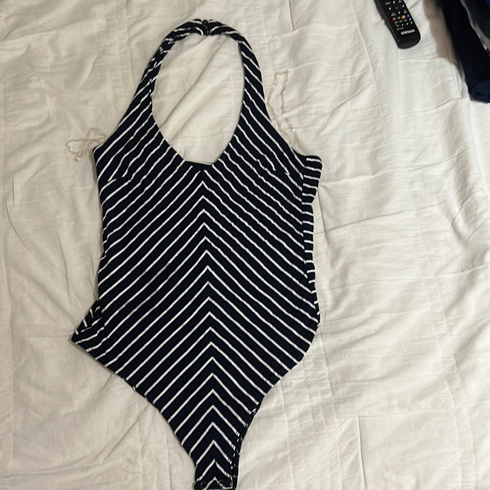 Halter bodysuit navy blue